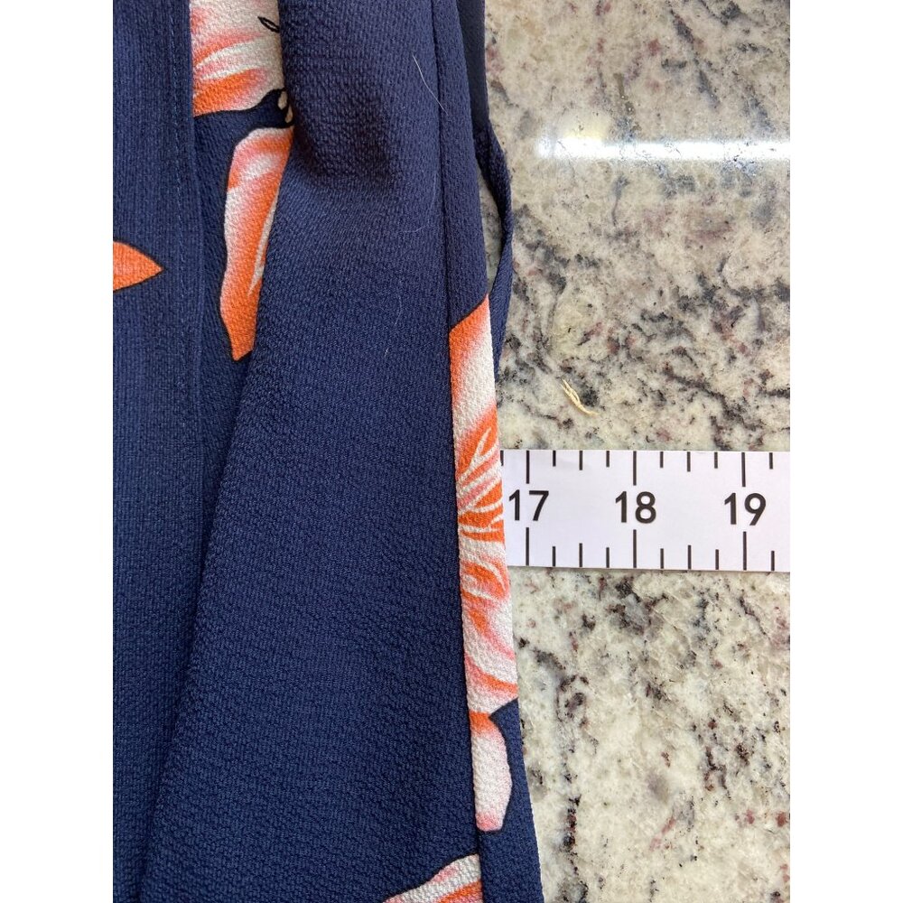 Simplee Halter Maxi Dress Y2K L Blue Floral Low VNeck Crisscross Back High Slit - Picture 6 of 7